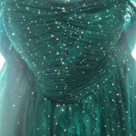 Green & Silver Stars & Moons Sequined Formal Dress (28W) - Picture 3 of 8
